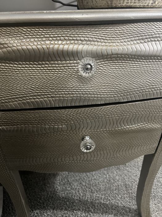 Stolik nocny szafka komoda srebrna