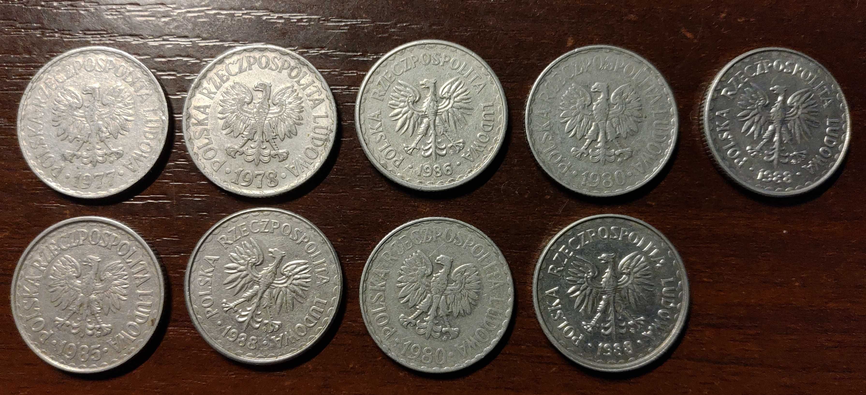 Monety 1 zł kolekcja 9 szt. lata 80. + 1977 i 1978 r.