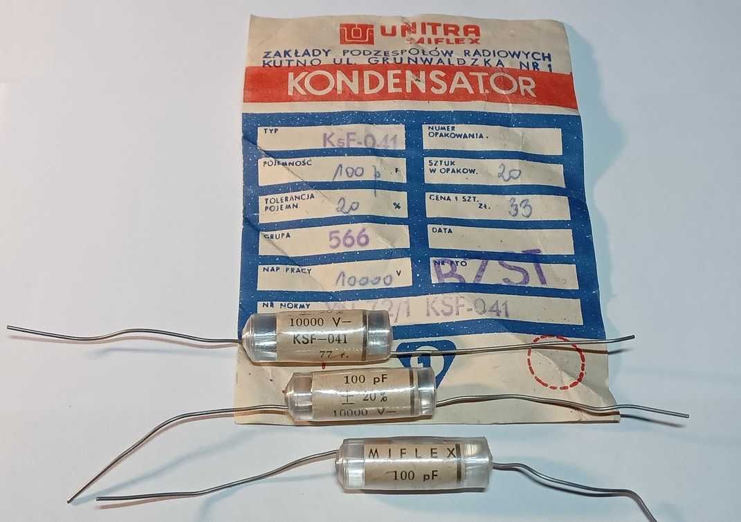 Kondensator 100pF 10000V KsF-041 Unitra MIFLEX _3szt.