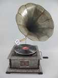 Gramofon - Patefon - Kwadrat Glamour Srebro Tuba