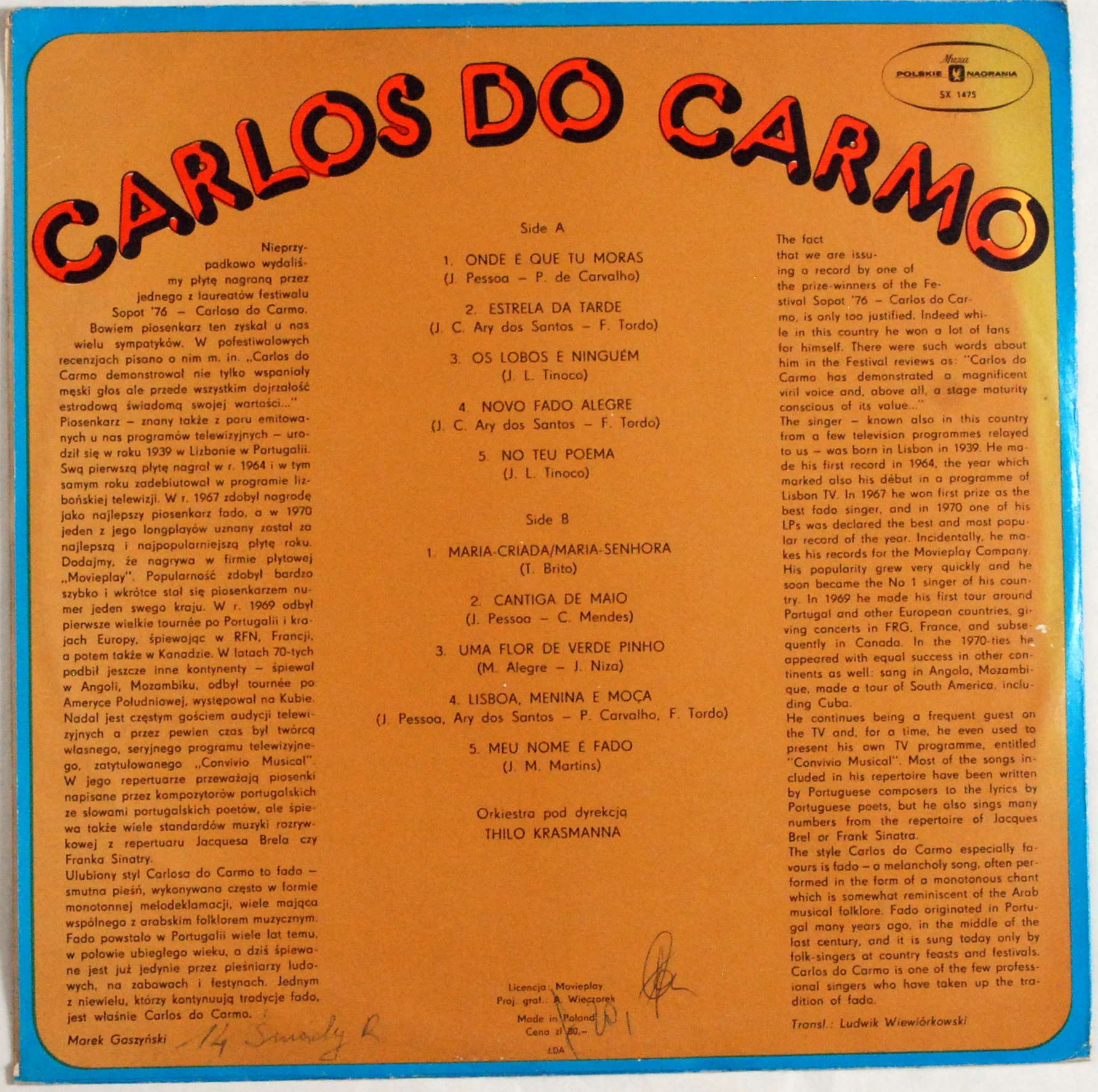 Carlos Do Carmo (SX 1475) s.EX-