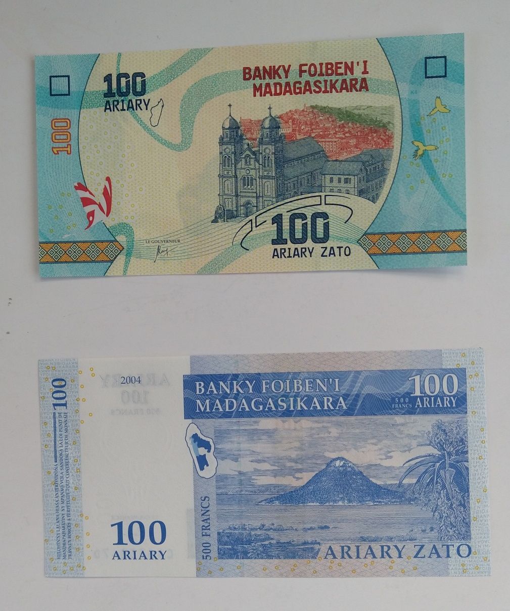 zestaw banknotów 100 ariary , Madagaskar   , 2 szt.