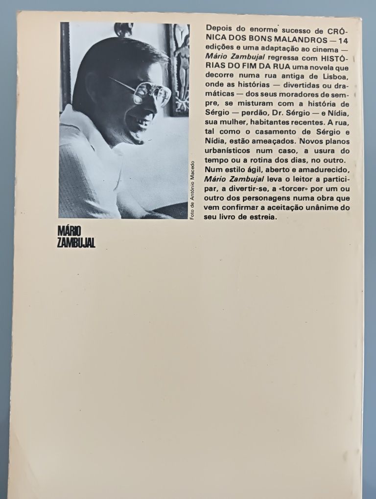 Histórias do fim da rua	Mário Zambujal -  Bertrand 1983 - Como novo!