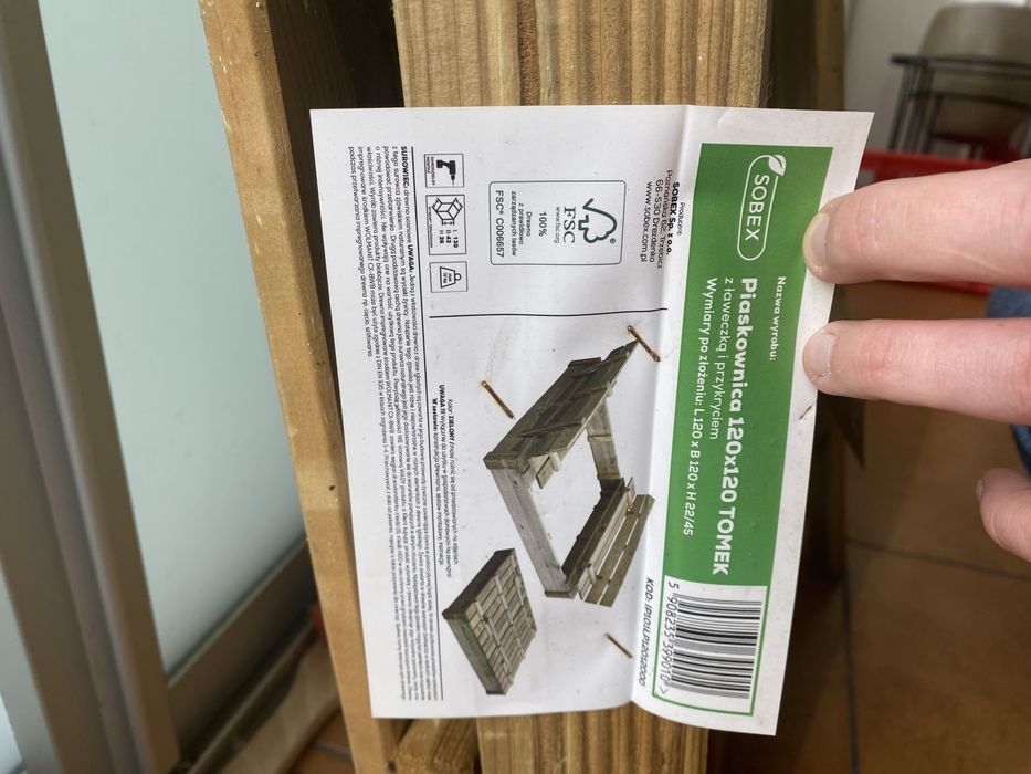 Piaskownica 120X120 drewniana z przykryciem