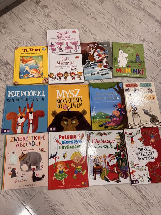 Komplet ksiazek dla dzieci- wierszyki, pan pierdziolka, muminki