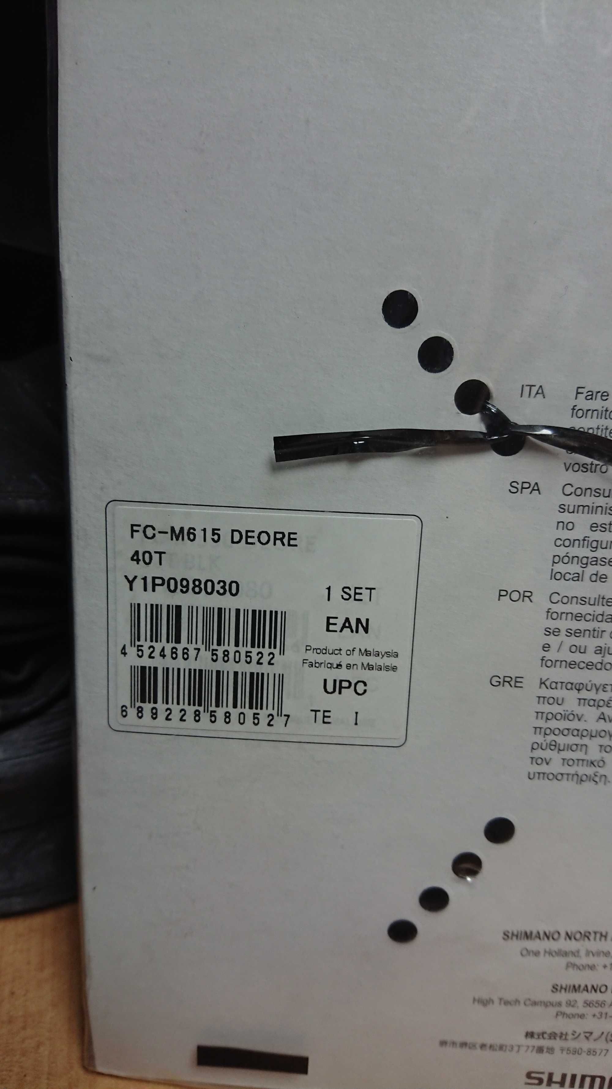 Shimano Deore zębatka mech. korbowego M615 40zębów napęd 2x10