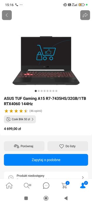 Asus TUF Gaming A15 / Gwarancja producenta - 19 miesięcy