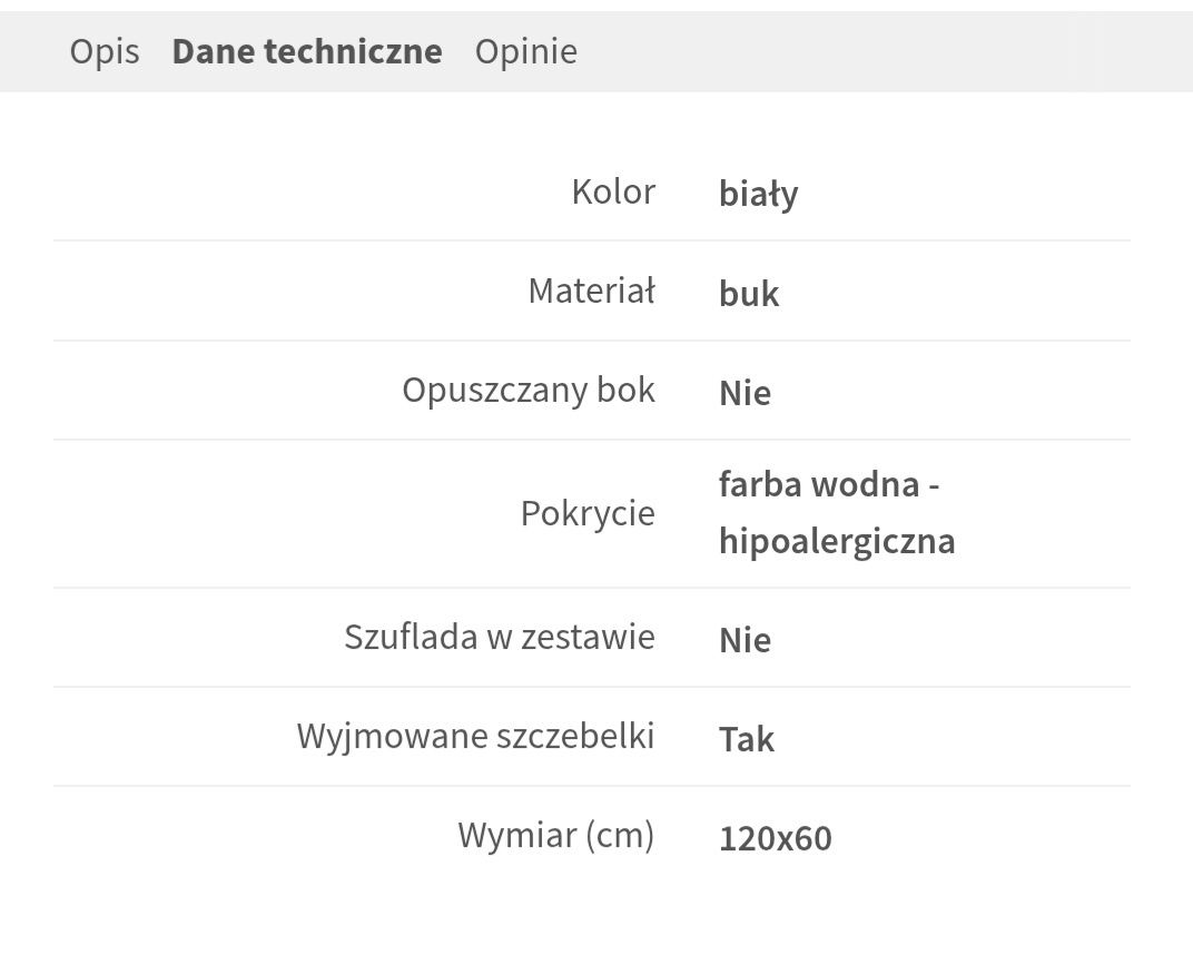 Łóżeczko bukowe 120x60 AVAX BABY Ascella gratis barierka + materac