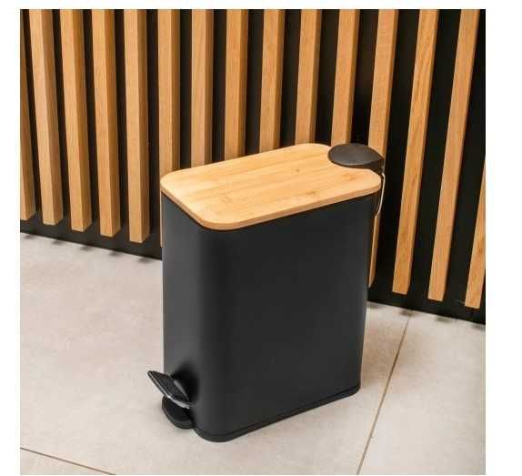 Kosz na śmieci łazienkowy 5l bambus OPAD do wc łazienki kuchni czarny
