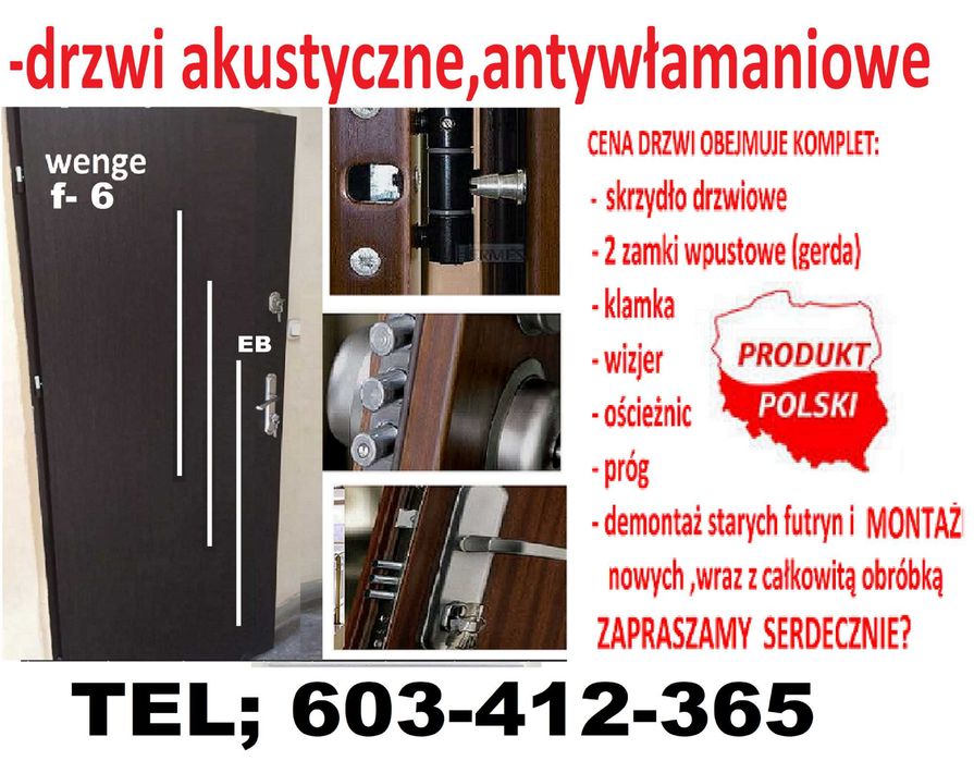 POLSKE drzwi zewnętrzne -wejściowe z montażem wewnątrzklatkowe