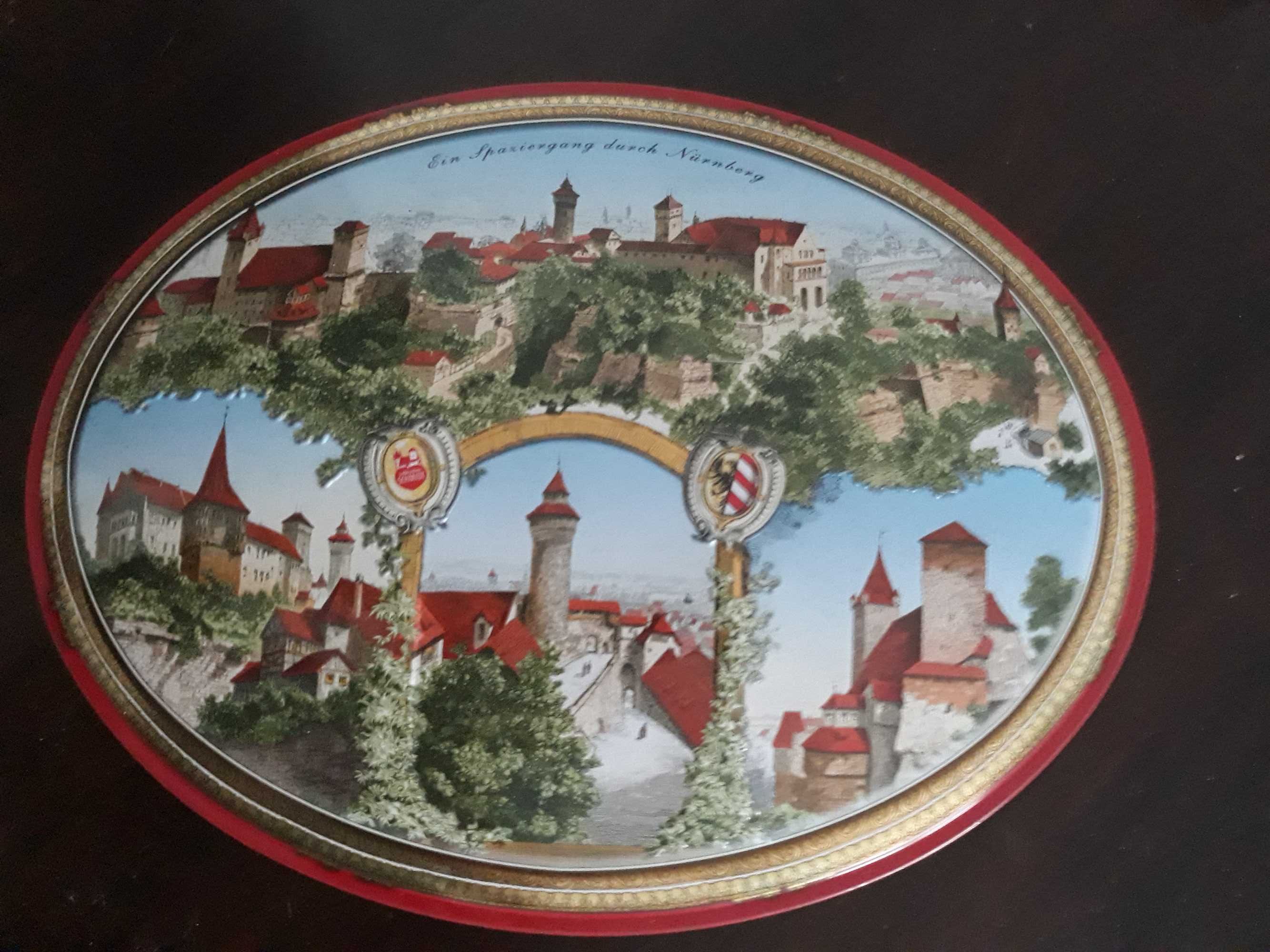 Lebkuchen Schmidt Norymberga piękna stara puszka owalna vintage