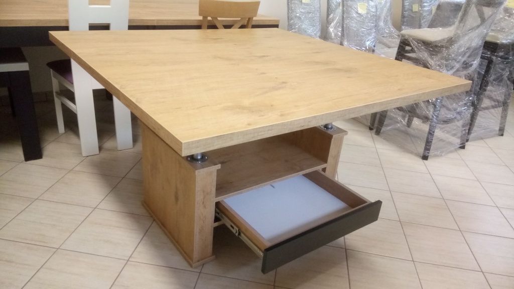Stół ławostół rozkładany w kwadrat 120x120 podnośnik tłokowy