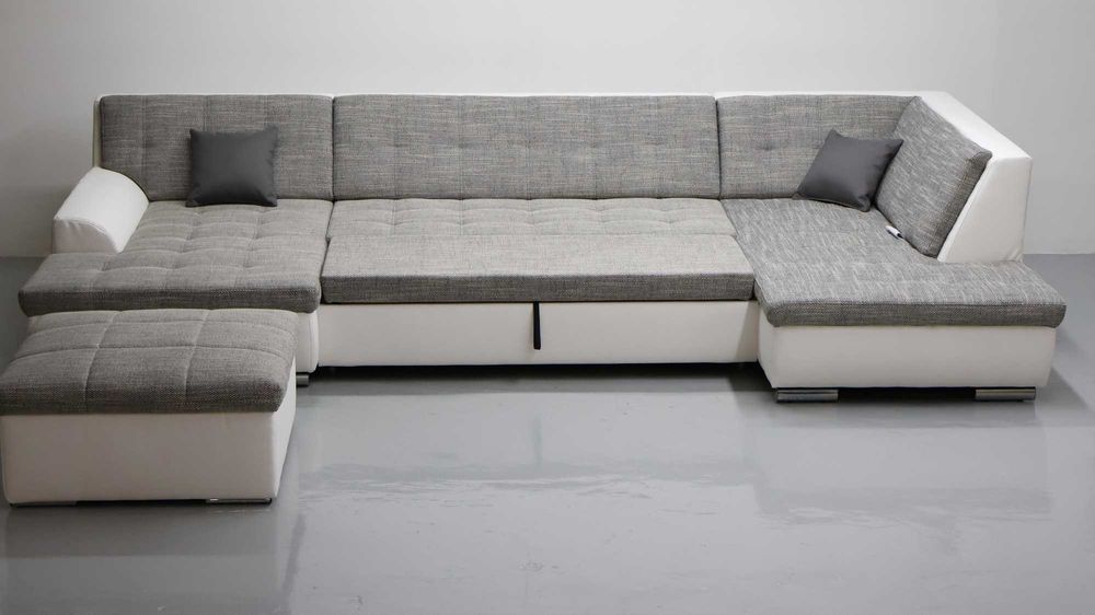 TND nowy narożnik U z funkcja spania rogówka szara tkanina sofa salon