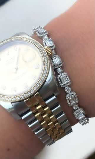 Bransoletka z diamentami naturalnymi Infinity Bagiety bagiety VVS-F