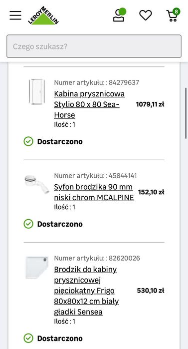 Kabina prysznicowa + brodzik