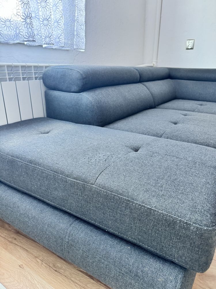 Naroznik tapicerowany kanapa antracyt 270x220 rozkładany