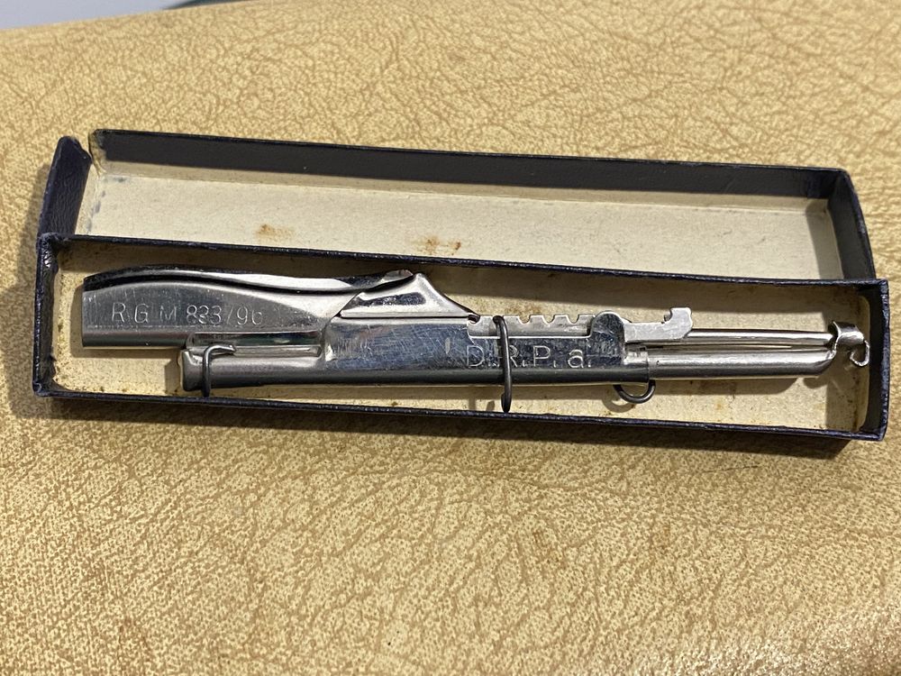 Aparat Vintage Stick Hansa-Record D.R.P. mała ręczna maszyna do szycia