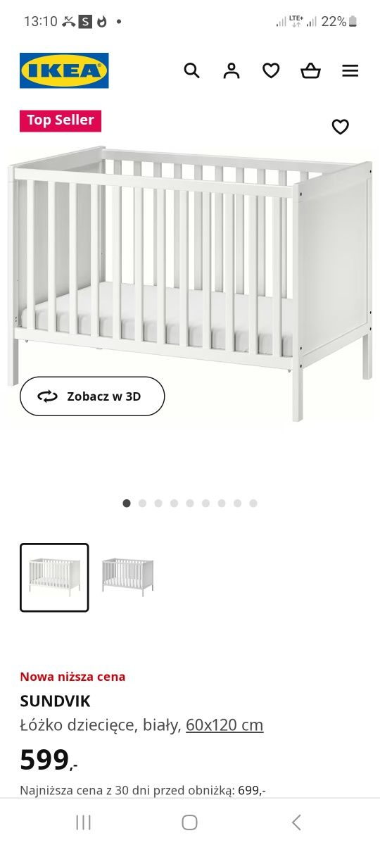 Łóżeczko Ikea Sundvik