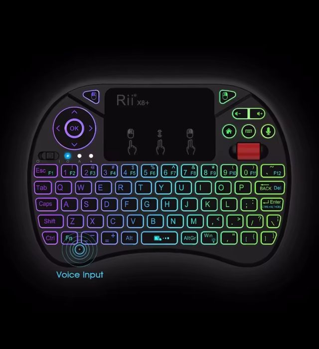 Блутус мини клавиатура Rii X8+ (с микрофоном и подсветкой)