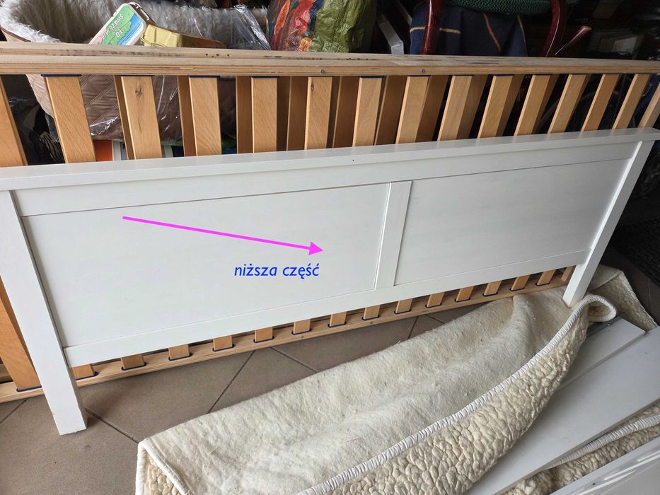 Ikea Hemnes-łóżko podwójne,białe160x200, stelaż-belka metalowa gratis!