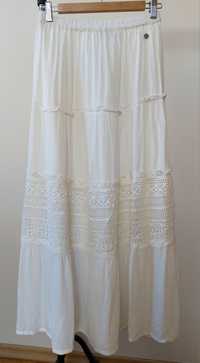 Spódnica ażurowa maxi,  biała letnia Monnari 36