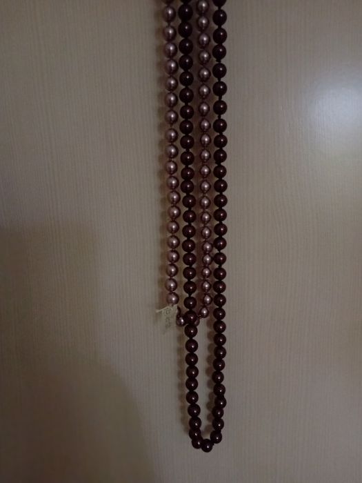 Korale,  długie, odcienie brązu,  2 sznury