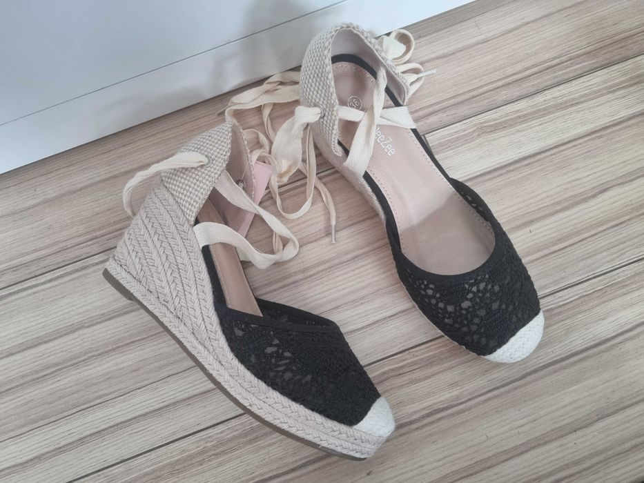 Espadryle deezee 38 czarne koronkowe