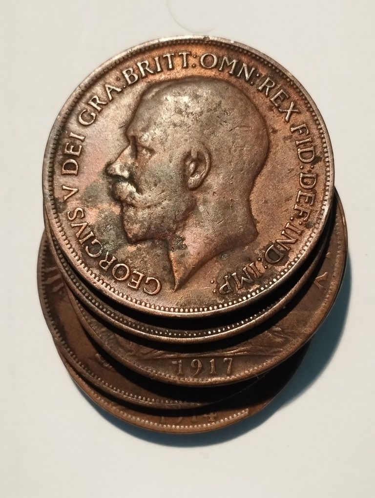 Moedas de 1 Penny Inglaterra Século XIX e século XX