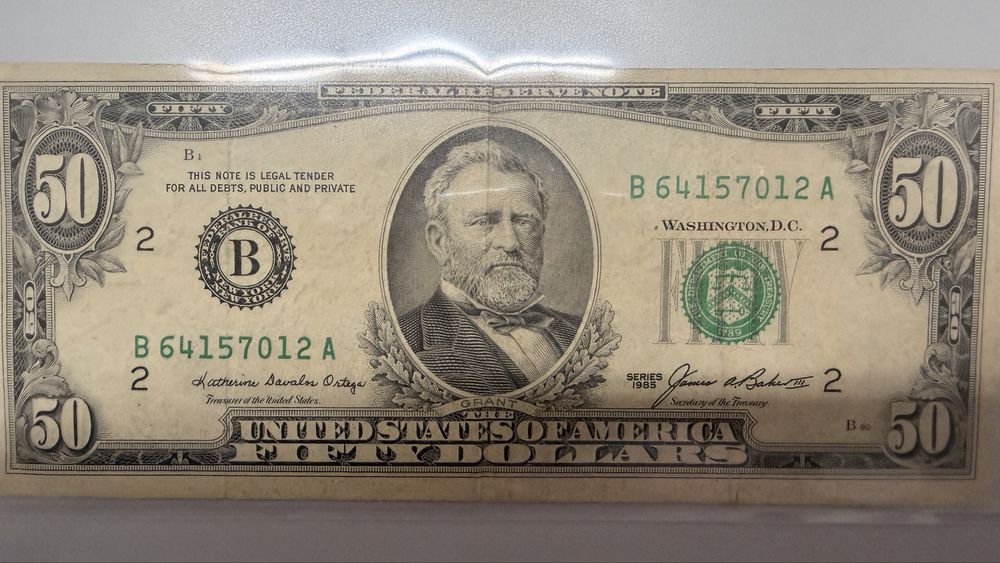 banknot 50 USD seria 1985 kolekcjonerski unikat