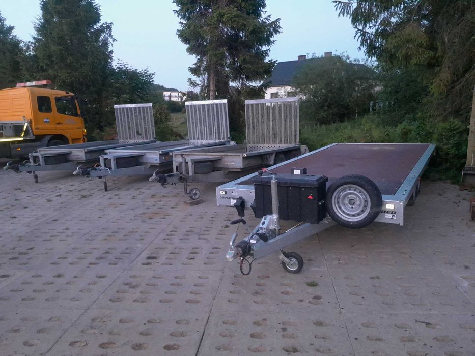 Wynajem wynajmę lawetę przyczepę 4,5 m  DMC 3000 do samochodu, koparki