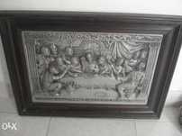 Quadro antigo da última ceia em estanho