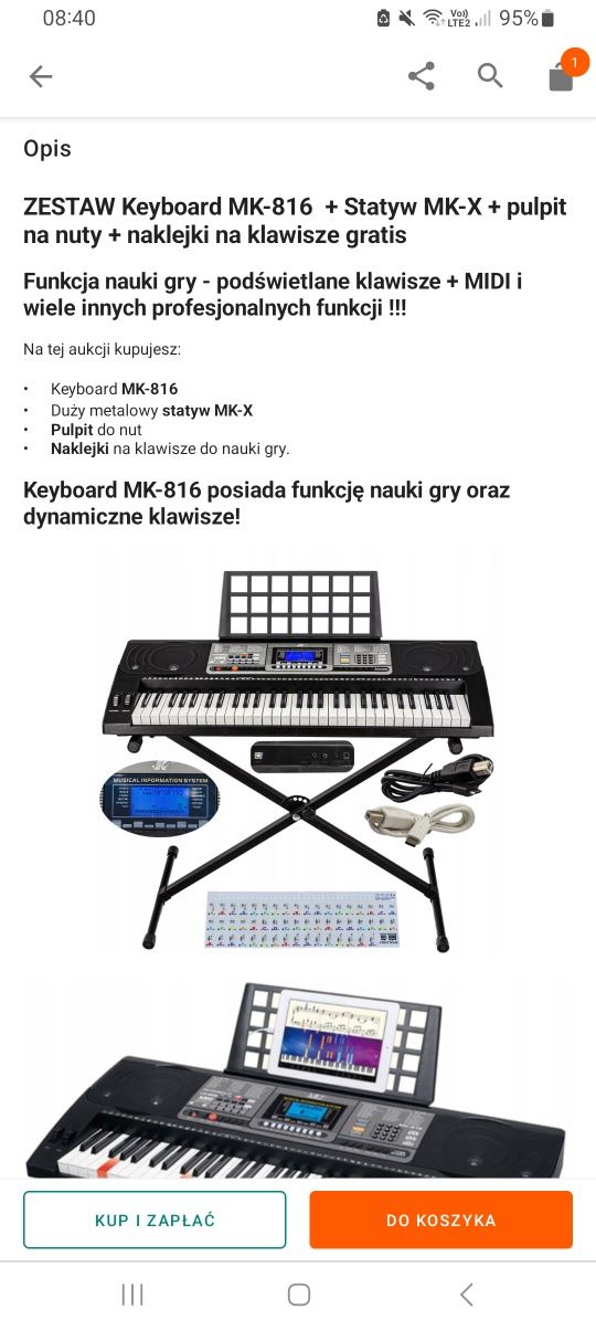 Keybord MK-816 ze statywem