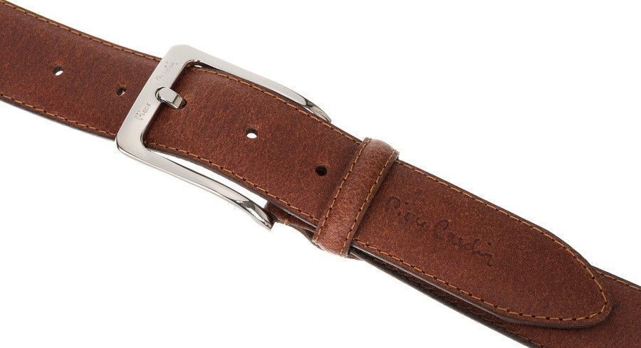 Skórzany pasek męski z klasyczną klamrą - Pierre Cardin 110