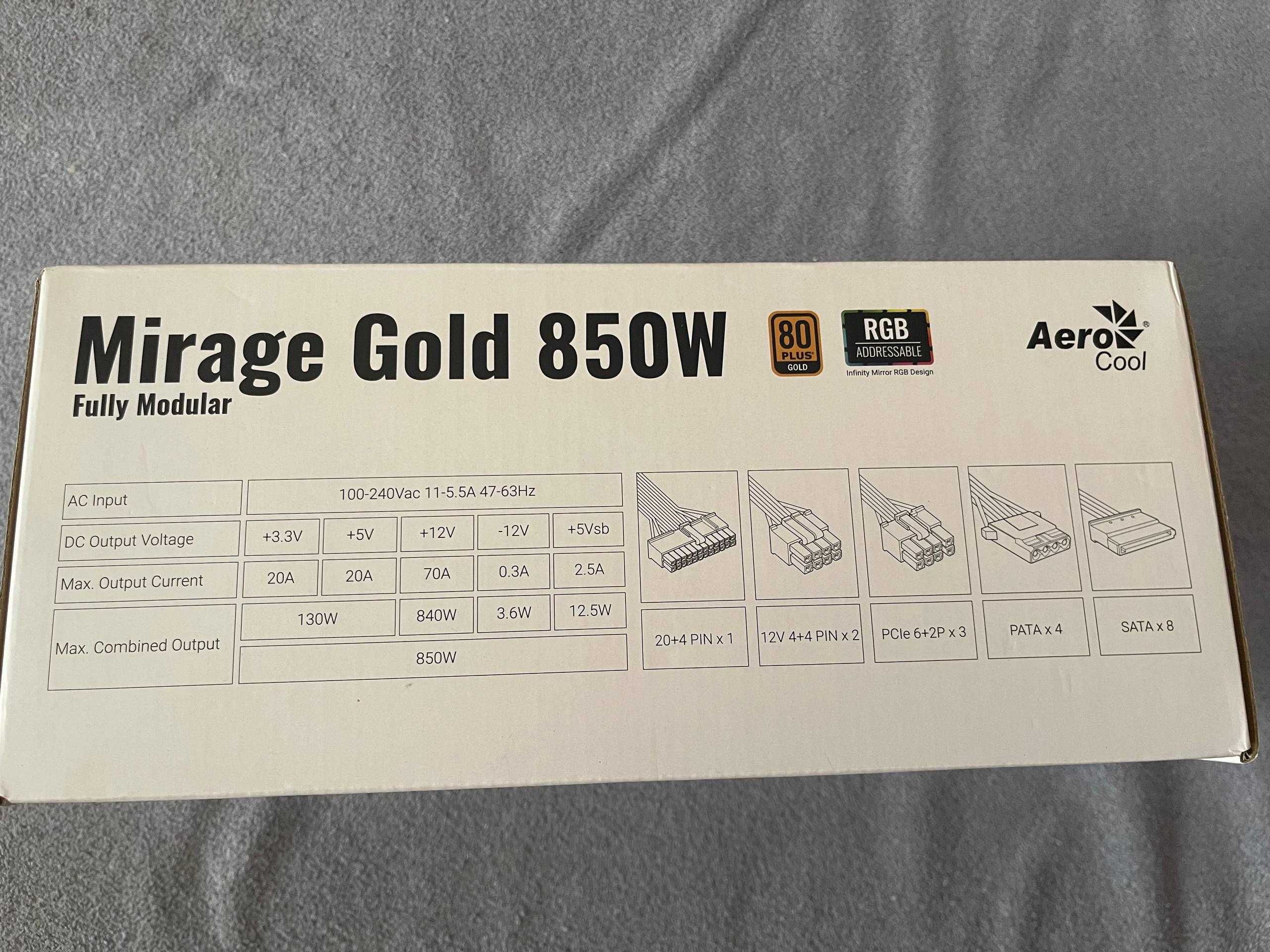 Блоки питания AeroCool Mirage Gold 850 Fully Modular 850W (гарантия)