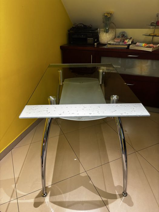 Stół szklany dwupozimowy stolik stół do jadalni stół do salonu