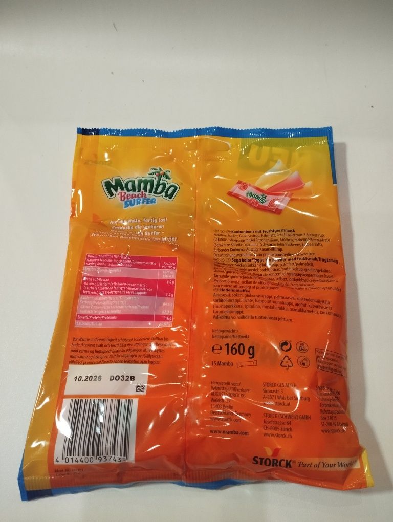 Gumy rozpuszczalne mamba beach surfer 160 g nowość