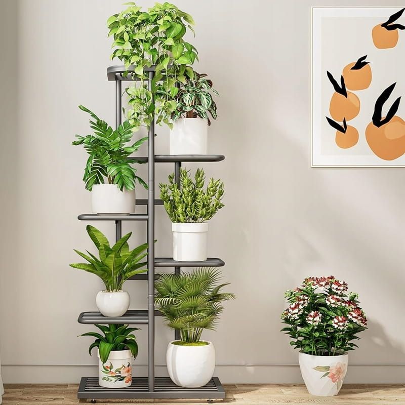 Kwietnik Metalowy Stojak Na Kwiaty Rośliny Regał Stojący 6 Półek 105cm