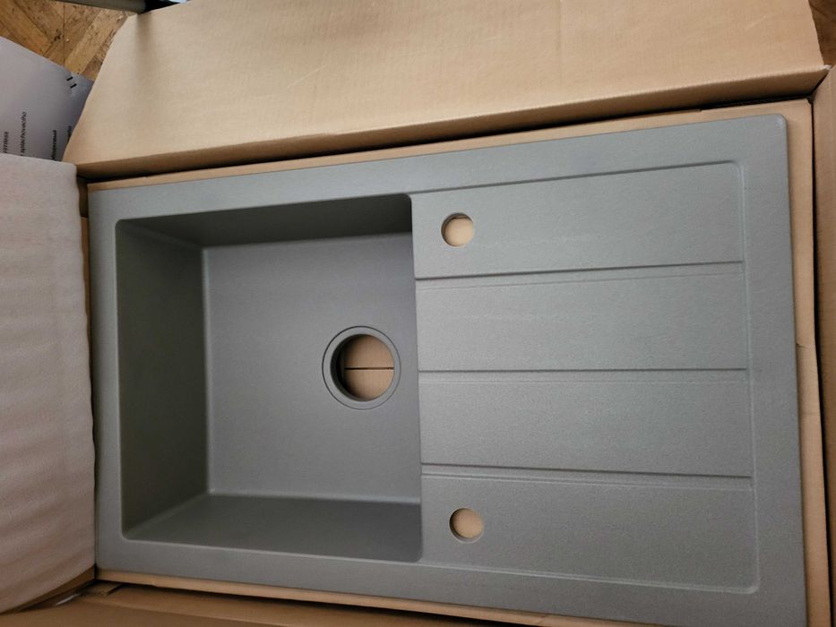 Laveo Trzynastka zlewozmywak granitowy 79x48 cm 1-komorowy szary NOWY