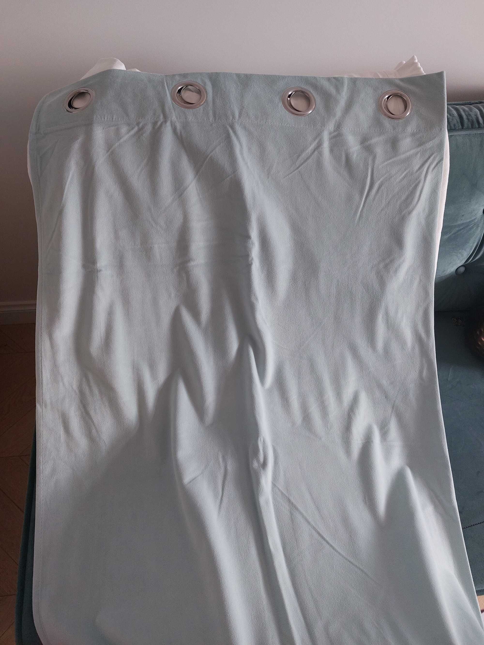 NOWE welurowe zasłony jasnozielone Dubbo - 2 szt. (140 x 257 cm każda)