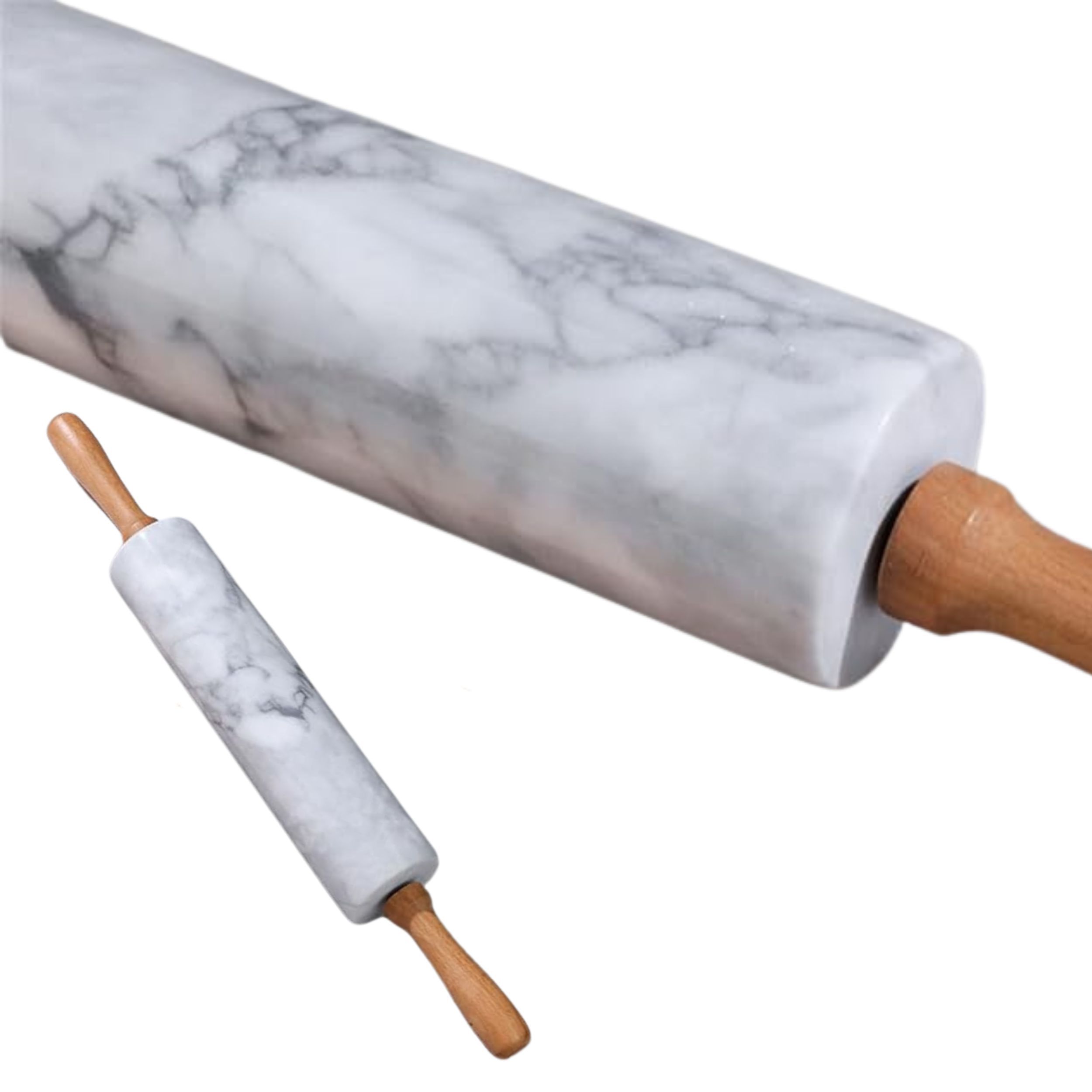 Wałek do ciasta marmurowy do wałkowania Kamienny Elegancki Drewno 46cm