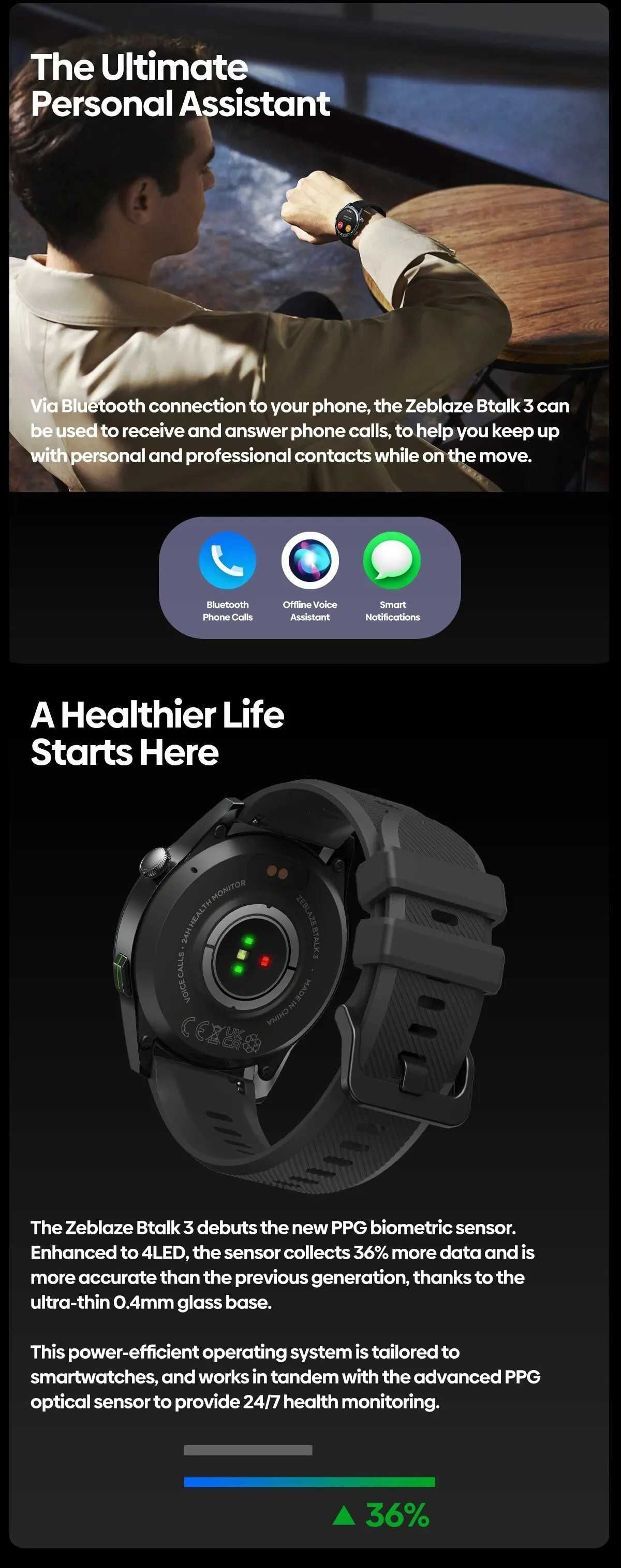 Smartwatch Zeblaze Btalk 3 - Nowy, czarny