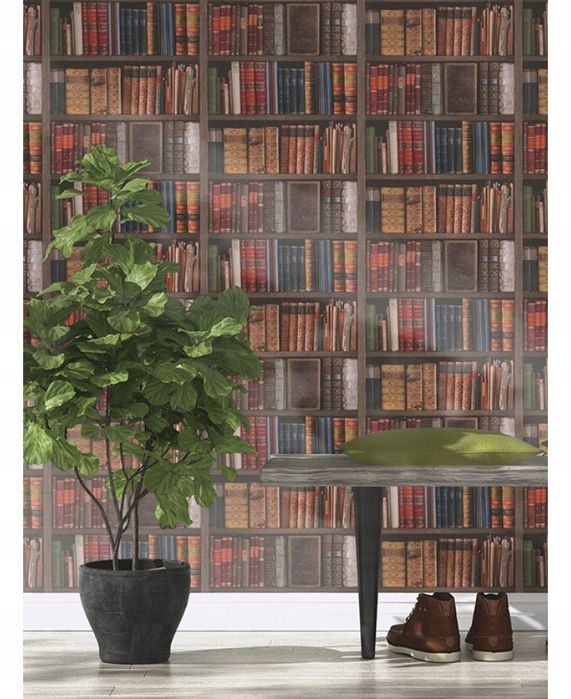 Tapeta Książki Biblioteka 934809 Brązowa Papierowa
