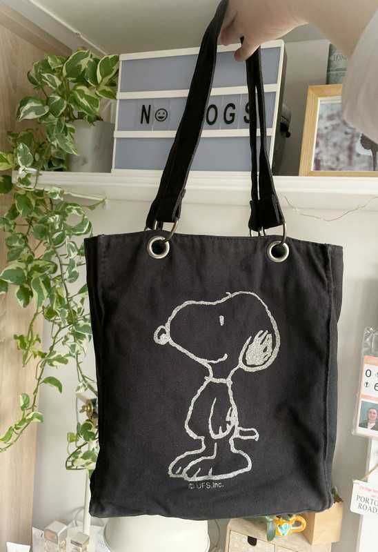 Czarna torba H&M torebka Snoopy dla dziecka dziewczynki nastolatki