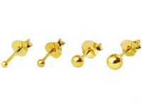 VERSIL kolczyki sztyfty kulki złocone zestaw 4 sztuki SREBRO 0,925