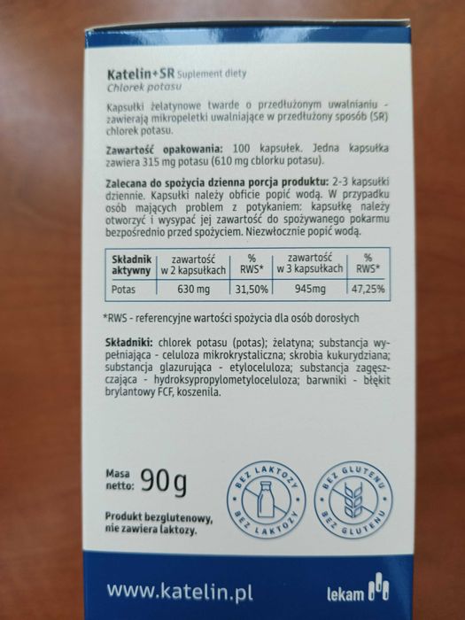 Potas Katelin + SR 100 kapsułek uszkodzony kartonik