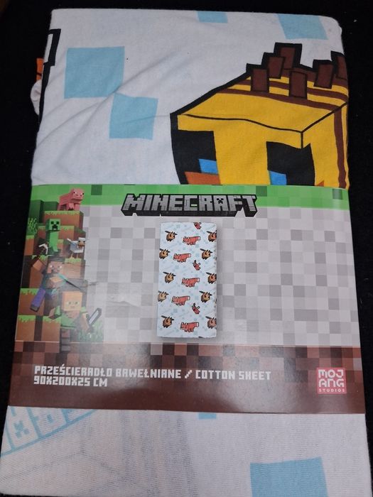 Prześcieradło Minecraft miękka bawełna 90x200 pokój dziecięcy chłopiec