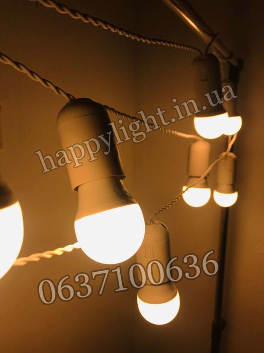 Гирлянда ретро лампы led/матовые/накаливания/филамент витой провод ч/б