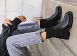 Czarne botki NA SYLWESTRA ZIMĘ skórzane buty damskie marki DeeZee 38