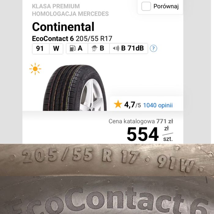 Komplet opon premium Continental 2024r 205/55/17 cenaZAkomplet wysyłka