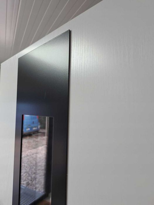 Drzwi stalowe zew 72 mm SI-3 GLASS złoty dąb antr. orzech biały 90 l,p